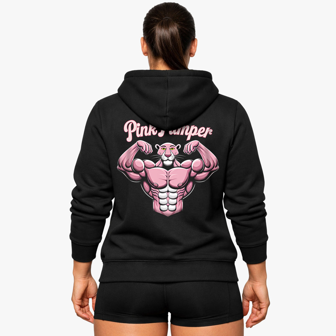 Felpa con cappuccio rosa Pumper (stampa sul retro).