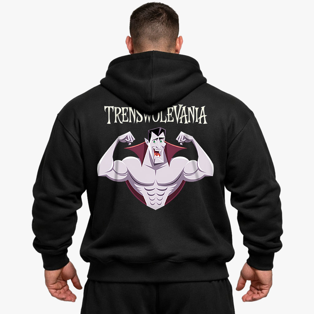 Felpa con cappuccio oversize Trenswolevania (V2) (stampa sul retro).